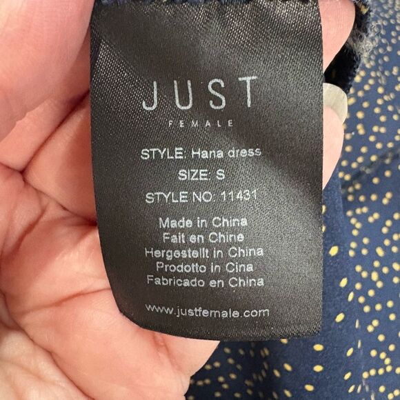 Just Female Hana Dress Blue Yellow Long Sleeve Belted Sz S Women’s - Picture 10 of 11